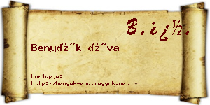 Benyák Éva névjegykártya