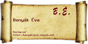Benyák Éva névjegykártya